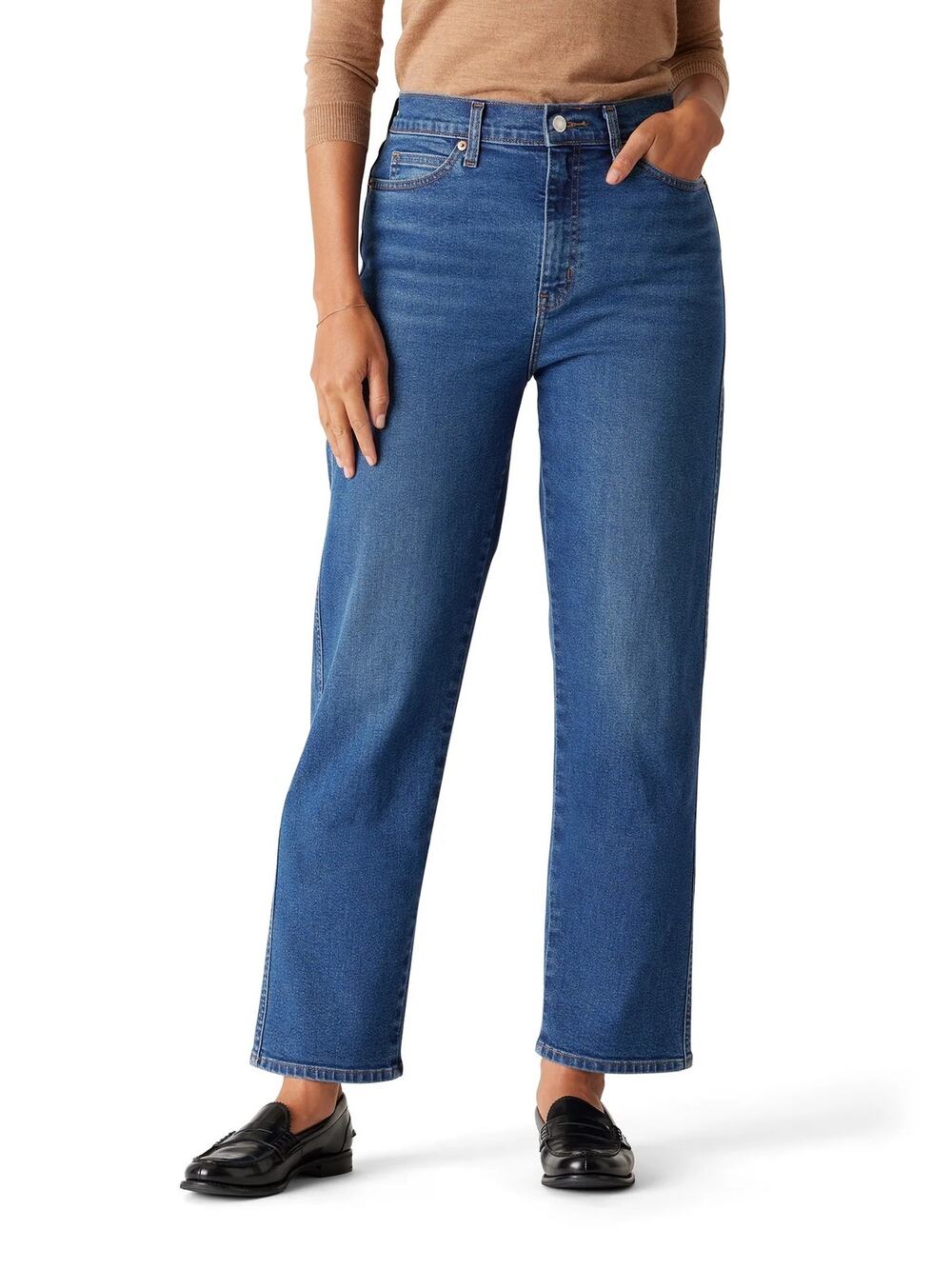 Levi Strauss Signature Sz 14 Vintage High Rise Straight Jeans Medium Wash Denim